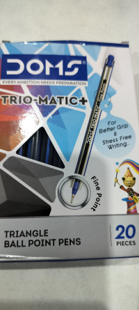 DOMS TRIO-MATIC+|TRIANGLE BALL POINT PENS|20 PIECES,For better Grip ,